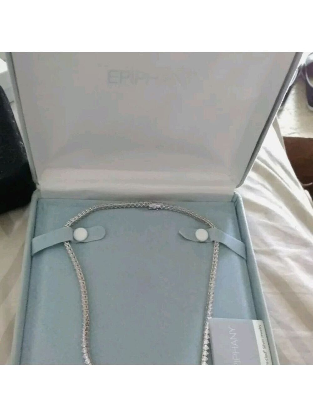 NWOT Diamonique 12.70 ct tw Round Tennis Necklace, Platinum Clad. - Picture 5 of 12